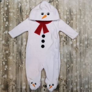 ☃️ Snowman Thick Footie ; 3-6 Months
